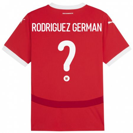 Kandiny Kinder Österreich Ryan Rodriguez German #0 Rot Heimtrikot Trikot 24-26 T-Shirt