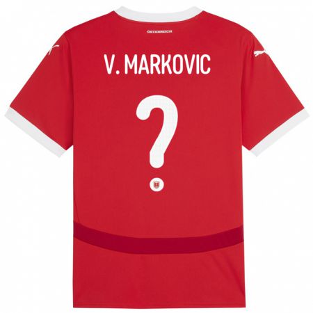 Kandiny Kinder Österreich Vasilije Markovic #0 Rot Heimtrikot Trikot 24-26 T-Shirt