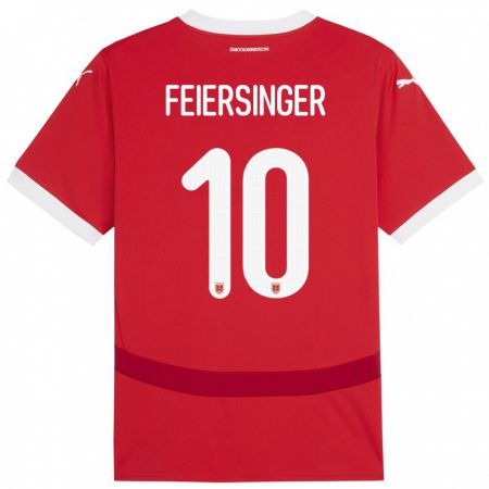 Kandiny Kinder Österreich Laura Feiersinger #10 Rot Heimtrikot Trikot 24-26 T-Shirt