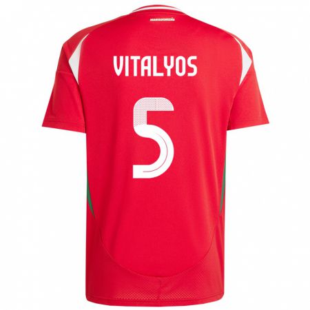 Kandiny Kinder Ungarn Viktor Vitályos #5 Rot Heimtrikot Trikot 24-26 T-Shirt