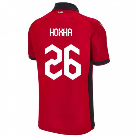 Kandiny Kinder Albanien Arbër Hoxha #26 Rot Heimtrikot Trikot 24-26 T-Shirt