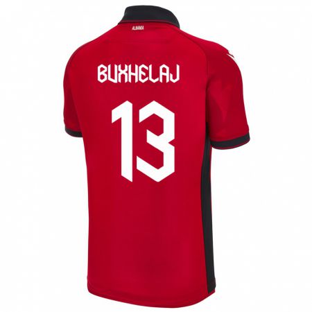 Kandiny Kinder Albanien Paulo Buxhelaj #13 Rot Heimtrikot Trikot 24-26 T-Shirt