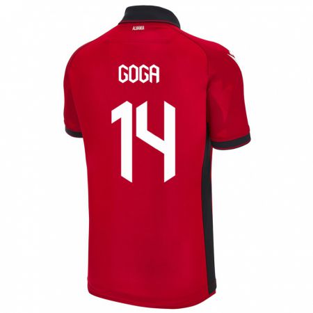 Kandiny Kinder Albanien Ergi Goga #14 Rot Heimtrikot Trikot 24-26 T-Shirt