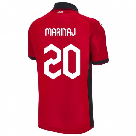 Kandiny Kinder Albanien Kledi Marinaj #20 Rot Heimtrikot Trikot 24-26 T-Shirt