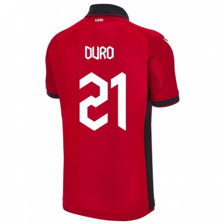 Kandiny Kinder Albanien Dejvi Duro #21 Rot Heimtrikot Trikot 24-26 T-Shirt