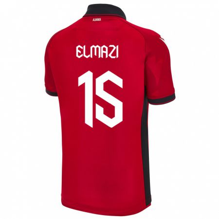 Kandiny Kinder Albanien Enea Elmazi #15 Rot Heimtrikot Trikot 24-26 T-Shirt