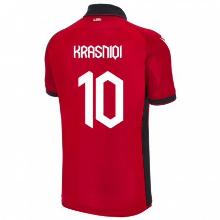 Kandiny Kinder Albanien Qëndresa Krasniqi #10 Rot Heimtrikot Trikot 24-26 T-Shirt