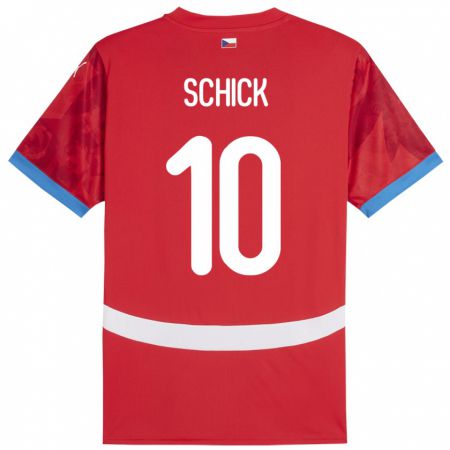 Kandiny Kinder Tschechien Patrik Schick #10 Rot Heimtrikot Trikot 24-26 T-Shirt