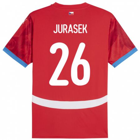 Kandiny Kinder Tschechien Matej Jurasek #26 Rot Heimtrikot Trikot 24-26 T-Shirt