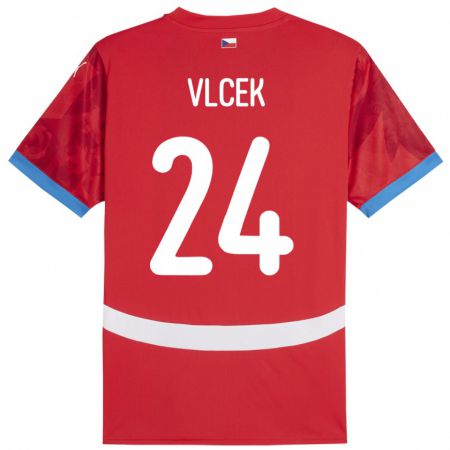 Kandiny Kinder Tschechien Tomas Vlcek #24 Rot Heimtrikot Trikot 24-26 T-Shirt