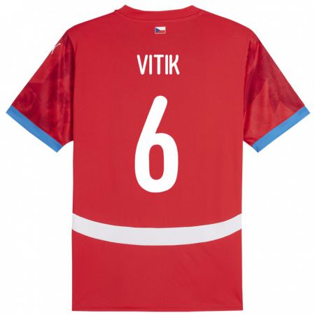 Kandiny Kinder Tschechien Martin Vitík #6 Rot Heimtrikot Trikot 24-26 T-Shirt