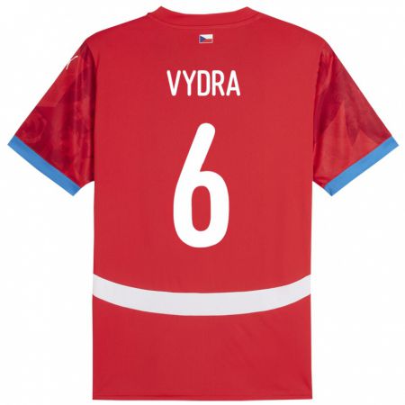 Kandiny Kinder Tschechien Patrik Vydra #6 Rot Heimtrikot Trikot 24-26 T-Shirt