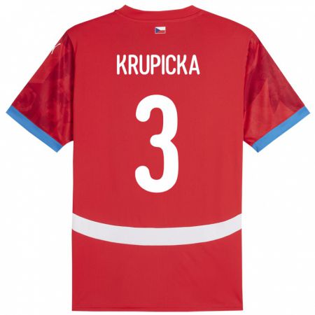 Kandiny Kinder Tschechien David Krupicka #3 Rot Heimtrikot Trikot 24-26 T-Shirt