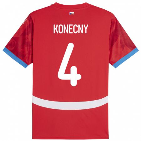 Kandiny Kinder Tschechien Mikulas Konecny #4 Rot Heimtrikot Trikot 24-26 T-Shirt