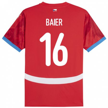 Kandiny Kinder Tschechien Viktor Baier #16 Rot Heimtrikot Trikot 24-26 T-Shirt