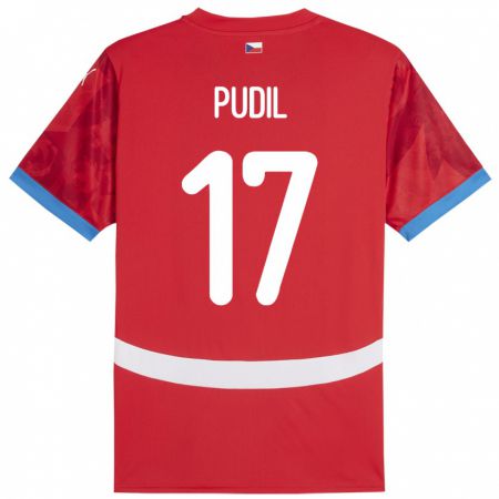 Kandiny Kinder Tschechien Milos Pudil #17 Rot Heimtrikot Trikot 24-26 T-Shirt