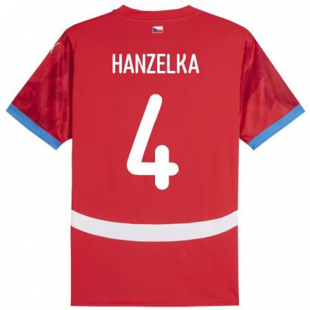 Kandiny Kinder Tschechien Denis Hanzelka #4 Rot Heimtrikot Trikot 24-26 T-Shirt