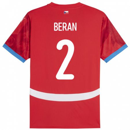 Kandiny Kinder Tschechien Stepan Beran #2 Rot Heimtrikot Trikot 24-26 T-Shirt