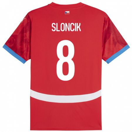 Kandiny Kinder Tschechien Simon Sloncik #8 Rot Heimtrikot Trikot 24-26 T-Shirt