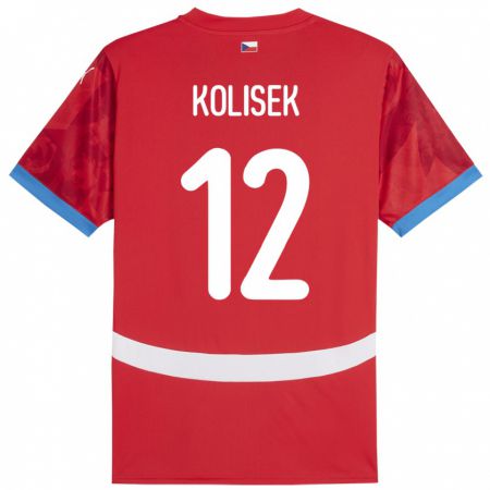 Kandiny Kinder Tschechien Jakub Kolisek #12 Rot Heimtrikot Trikot 24-26 T-Shirt