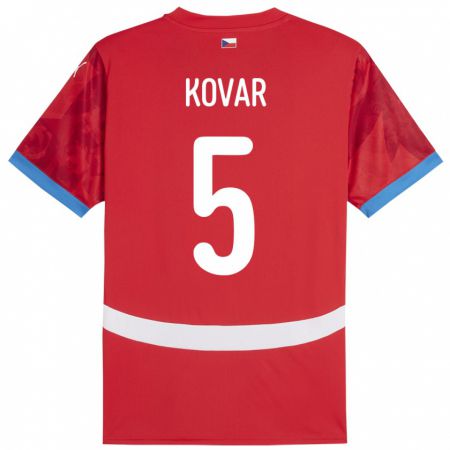 Kandiny Kinder Tschechien Martin Kovar #5 Rot Heimtrikot Trikot 24-26 T-Shirt