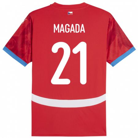 Kandiny Kinder Tschechien Maxim Magada #21 Rot Heimtrikot Trikot 24-26 T-Shirt