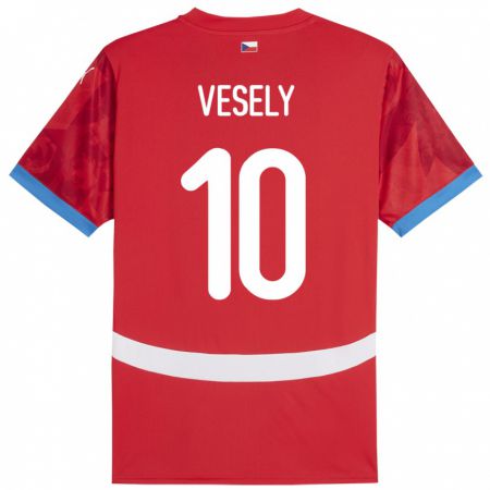 Kandiny Kinder Tschechien David Vesely #10 Rot Heimtrikot Trikot 24-26 T-Shirt
