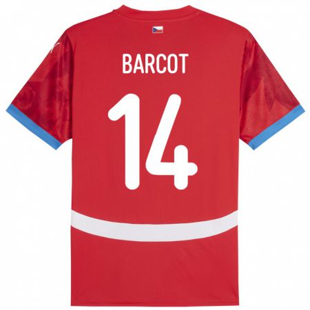 Kandiny Kinder Tschechien David Barcot #14 Rot Heimtrikot Trikot 24-26 T-Shirt