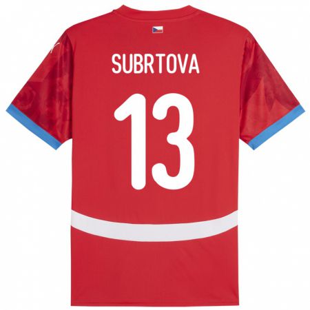 Kandiny Kinder Tschechien Anna Šubrtová #13 Rot Heimtrikot Trikot 24-26 T-Shirt