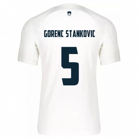 Kandiny Kinder Slowenien Jon Gorenc Stankovic #5 Weiß Heimtrikot Trikot 24-26 T-Shirt