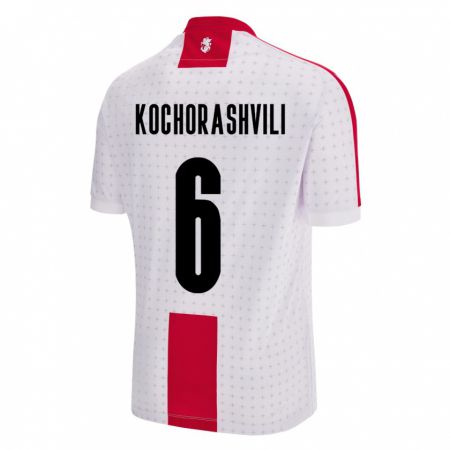 Kandiny Kinder Georgien Giorgi Kochorashvili #6 Weiß Heimtrikot Trikot 24-26 T-Shirt