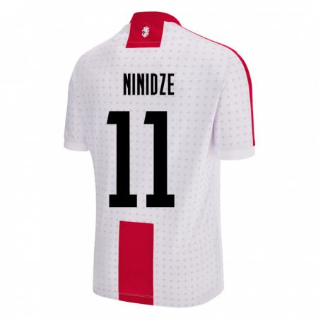 Kandiny Kinder Georgien Nikoloz Ninidze #11 Weiß Heimtrikot Trikot 24-26 T-Shirt