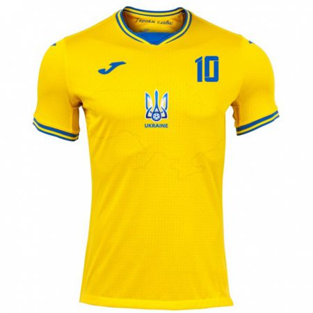 Kandiny Kinder Ukraine Yegor Yarmolyuk #10 Gelb Heimtrikot Trikot 24-26 T-Shirt