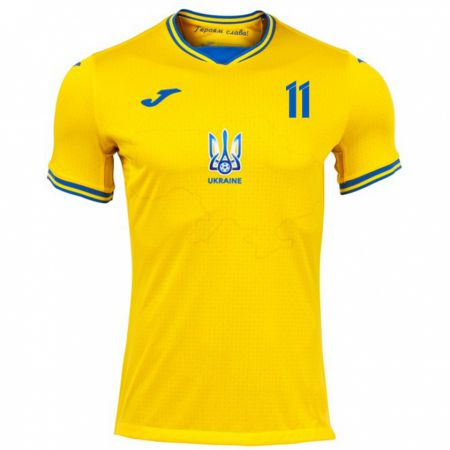 Kandiny Kinder Ukraine Nikita Kryvtsov #11 Gelb Heimtrikot Trikot 24-26 T-Shirt