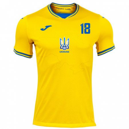 Kandiny Kinder Ukraine Oleksandr Pikhalyonok #18 Gelb Heimtrikot Trikot 24-26 T-Shirt