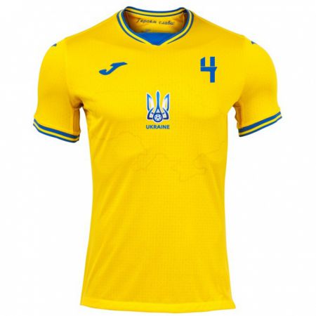 Kandiny Kinder Ukraine Tetyana Romanenko #4 Gelb Heimtrikot Trikot 24-26 T-Shirt