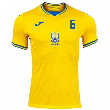 Kandiny Kinder Ukraine Dayana Semkiv #6 Gelb Heimtrikot Trikot 24-26 T-Shirt