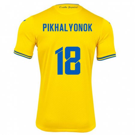 Kandiny Kinder Ukraine Oleksandr Pikhalyonok #18 Gelb Heimtrikot Trikot 24-26 T-Shirt