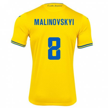 Kandiny Kinder Ukraine Ruslan Malinovskyi #8 Gelb Heimtrikot Trikot 24-26 T-Shirt