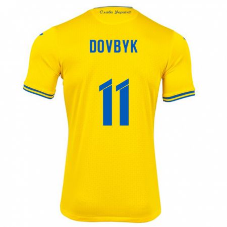 Kandiny Kinder Ukraine Artem Dovbyk #11 Gelb Heimtrikot Trikot 24-26 T-Shirt