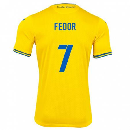 Kandiny Kinder Ukraine Oleg Fedor #7 Gelb Heimtrikot Trikot 24-26 T-Shirt