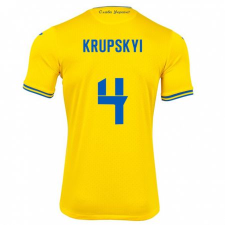 Kandiny Kinder Ukraine Ilya Krupskyi #4 Gelb Heimtrikot Trikot 24-26 T-Shirt