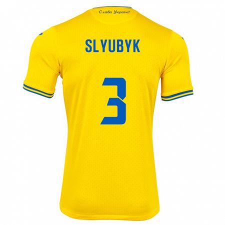 Kandiny Kinder Ukraine Bogdan Slyubyk #3 Gelb Heimtrikot Trikot 24-26 T-Shirt