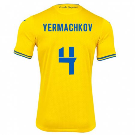 Kandiny Kinder Ukraine Ivan Yermachkov #4 Gelb Heimtrikot Trikot 24-26 T-Shirt