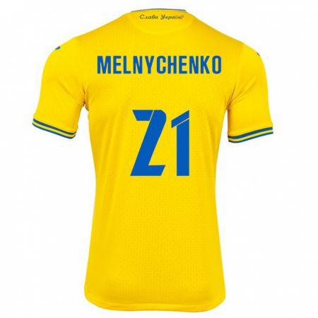 Kandiny Kinder Ukraine Maksym Melnychenko #21 Gelb Heimtrikot Trikot 24-26 T-Shirt