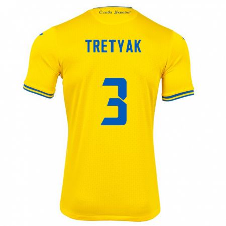 Kandiny Kinder Ukraine Demyan Tretyak #3 Gelb Heimtrikot Trikot 24-26 T-Shirt