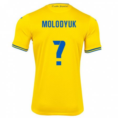 Kandiny Kinder Ukraine Yelyzaveta Molodyuk #0 Gelb Heimtrikot Trikot 24-26 T-Shirt