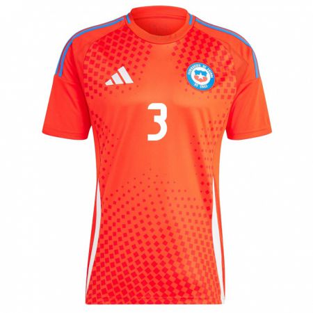 Kandiny Kinder Chile Jonathan Villagra #3 Rot Heimtrikot Trikot 24-26 T-Shirt