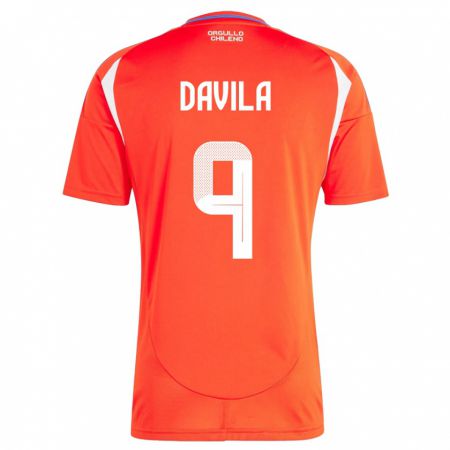 Kandiny Kinder Chile Víctor Dávila #9 Rot Heimtrikot Trikot 24-26 T-Shirt