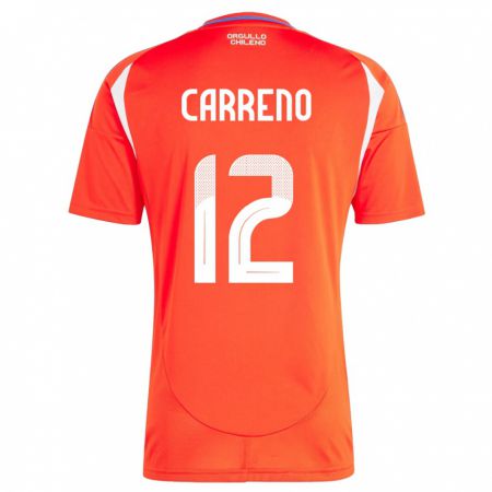 Kandiny Kinder Chile Diego Carreño #12 Rot Heimtrikot Trikot 24-26 T-Shirt